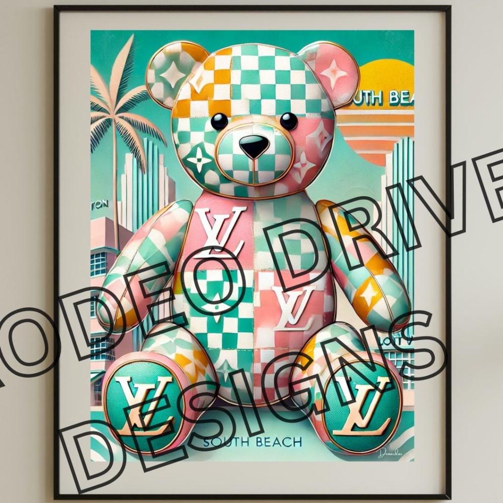 Louis Vuitton City Bear Series South Beach 18x24 Print LV South Beach Wa…